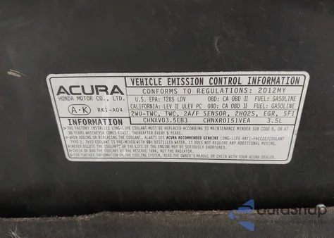 2012 Acura Tl 3.5 z USA, uszkodzony, nr VIN 19UUA8F53CA010022